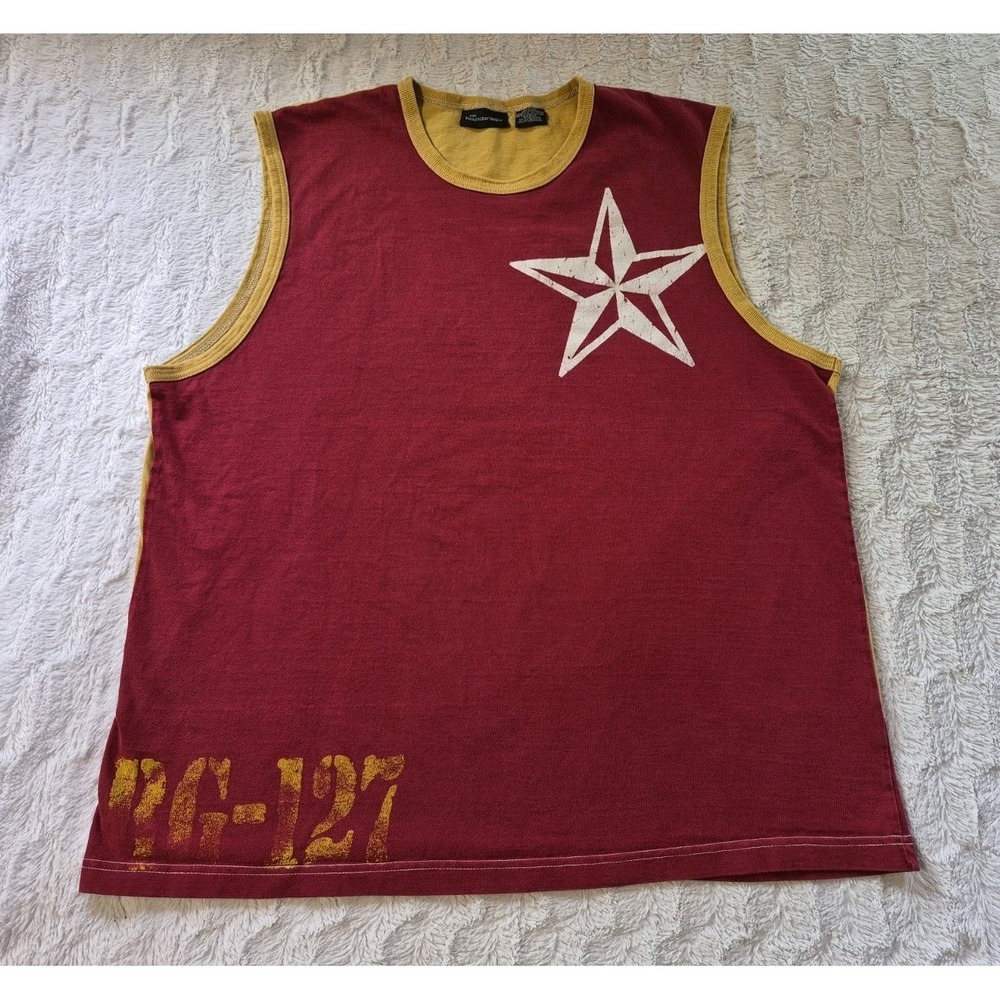 Vintage Y2K No Boundaries Sleeveless Tank Top Shirt Men's XL Burgundy/Yellow